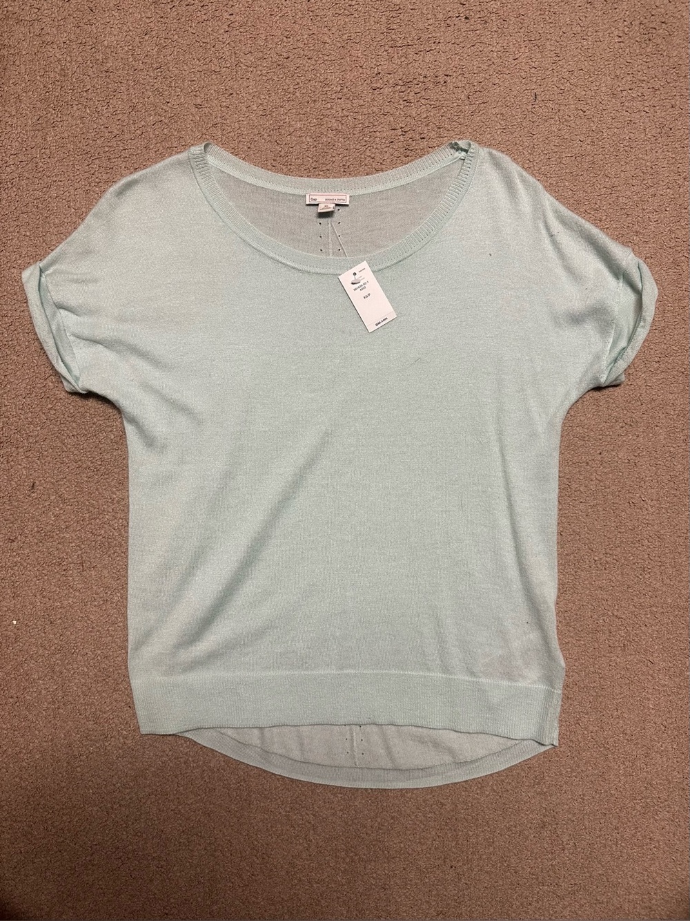 GAP Mint Green Scoop Neck Short Sleeve Knit Top